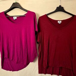 Old Navy Maroon And Purple Asymmetrical Relaxed Blouse
